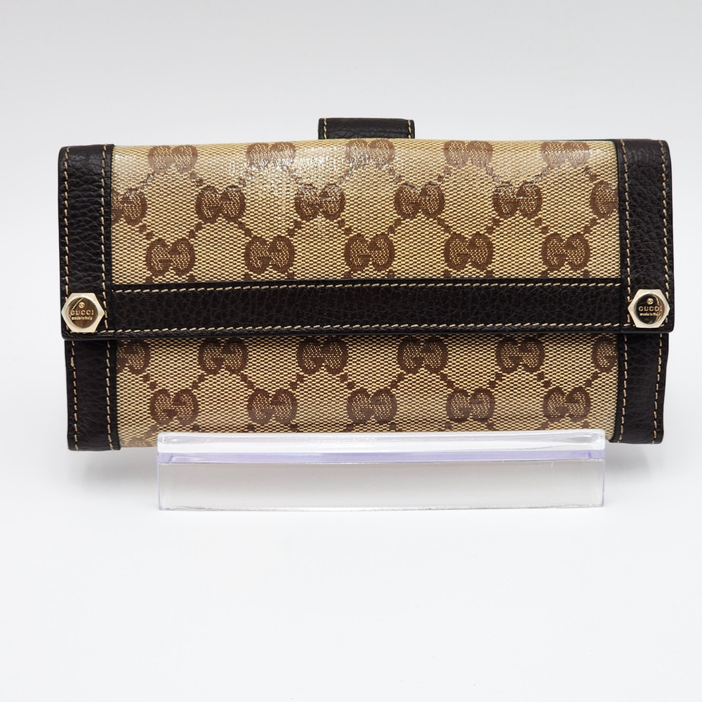 Gucci Monogram Continental Charmy Wallet Brown in VERY GOOD CONDITION